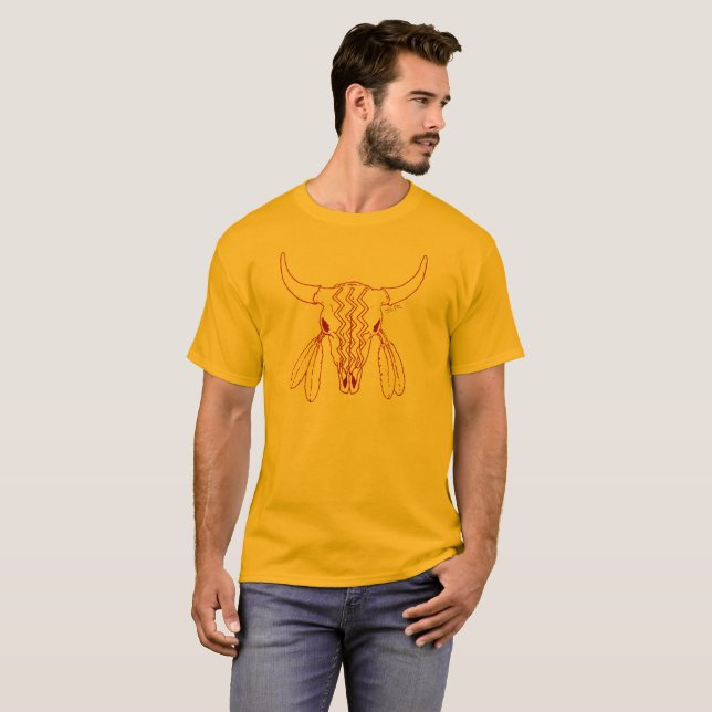 Red Ghost Dance Buffalo Line Gold T - Shirt (Vorne ganz)