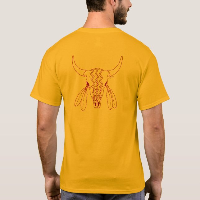Red Ghost Dance Buffalo Line Gold T - Shirt zurück (Rückseite)