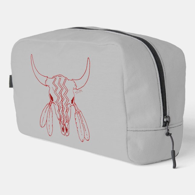 Red Ghost Dance Buffalo Line graues Dopp Kit Waschbeutel (Rechte Ecke)