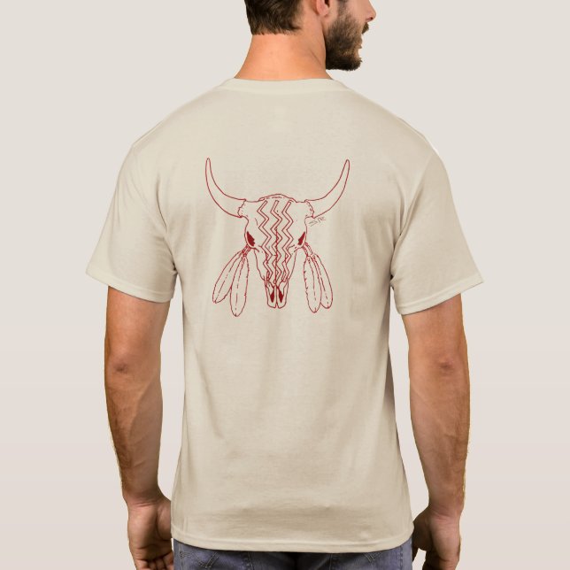 Red Ghost Dance Buffalo Linie Sand T - Shirt zurüc (Rückseite)