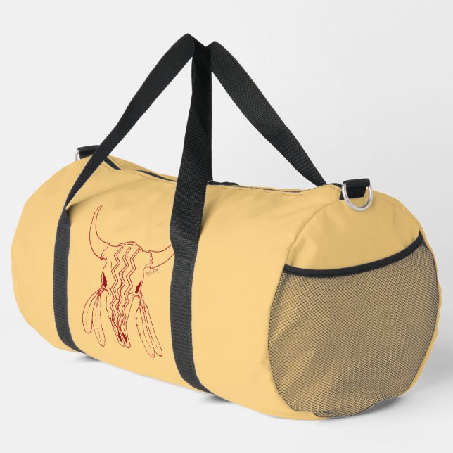 Red Ghost Dance Buffalo Linie tan Duffack Tasche (Rechte Ecke)