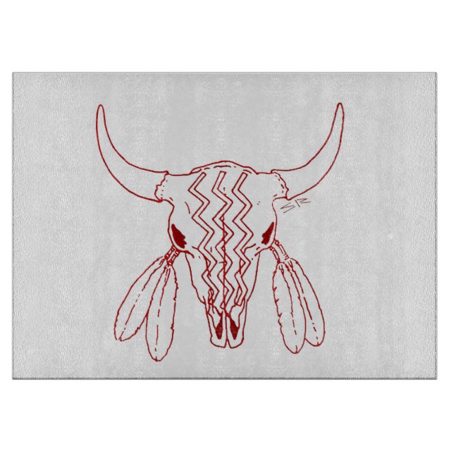 Red Ghost Dance Buffalo Linie weißes Schneidebrett (Vorderseite)