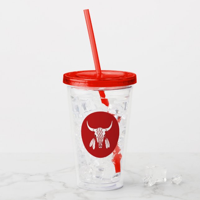 Red Ghost Dance Buffalo Red Acryl Tumbler Acryltrinkbecher (Vorderseite Ice)