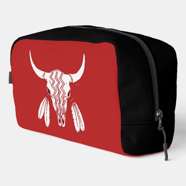 Red Ghost Dance Buffalo Red Black Dopp Kit Waschbeutel (Rechte Ecke)