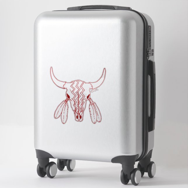 Red Ghost Dance Buffalo red line contour sticker (Koffer)