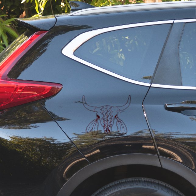 Red Ghost Dance Buffalo red line contour sticker (Auto Seite)