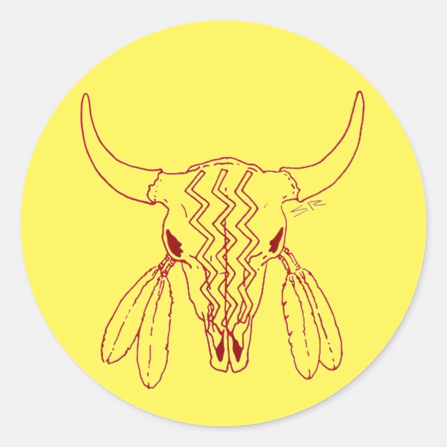 Red Ghost Dance Buffalo Rote Linie rund yl Aufkleb Runder Aufkleber (Vorderseite)