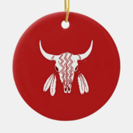 Red Ghost Dance Buffalo Rundschmuck Keramik Ornament