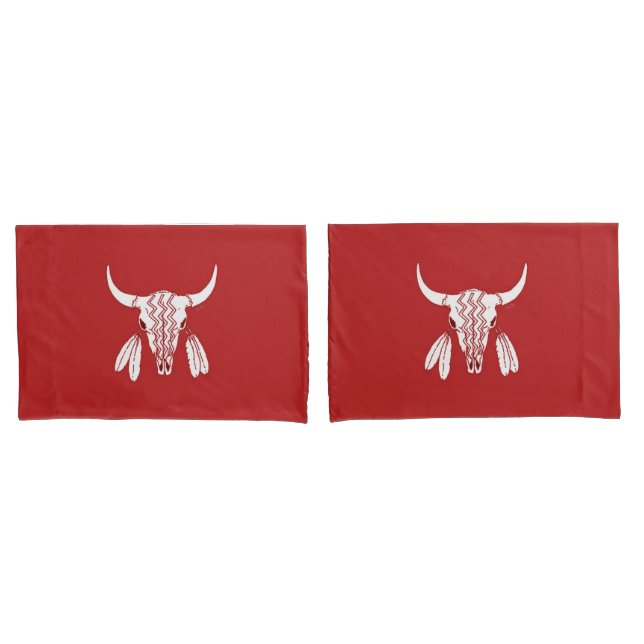 Red Ghost Dance Buffalo Standard Pillowcases Paar Kissenbezug (Vorderseite-Set)