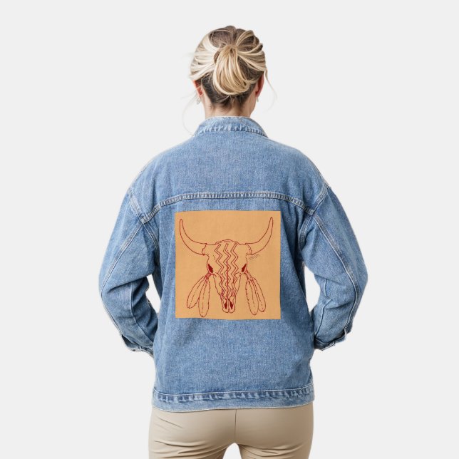 Red Ghost Dance Buffalo tan Damen Denim Jacke (Modell)
