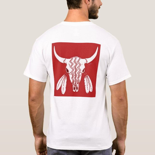 Red Ghost Dance Buffalo Weißer T - Shirt zurück (Rückseite)
