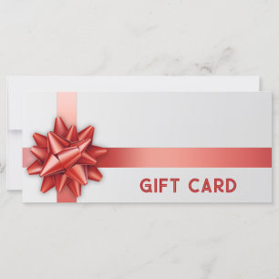 Red Gift Bow Satin Ribbon Trendweiße Geschenkkarte