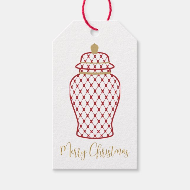 Red Ginger Jar, Chinoiserie Custom Christmas Geschenkanhänger (Vorderseite)