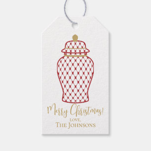 Red Ginger Jar, Chinoiserie Custom Christmas Geschenkanhänger