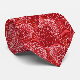 Red Ginger Tropical Floral Krawatte