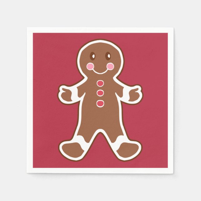 Red Gingerbread Boy Napkins Serviette (Vorderseite)