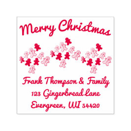 Red Gingerbread Frohe Weihnachtsadresse Permastempel