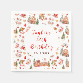 Red Gingerbread House Birthday Party Serviette