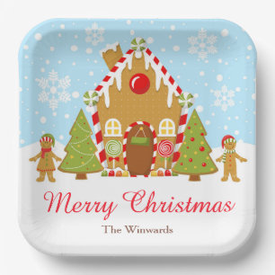 Red Gingerbread House Dekorieren Weihnachtsgebäck  Pappteller