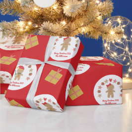 Red Gingerbrot Cookie Script Individuelle Name Nie Geschenkpapier