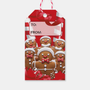 Red Gingerbrot Männer/Geschenk-Tag Geschenkanhänger