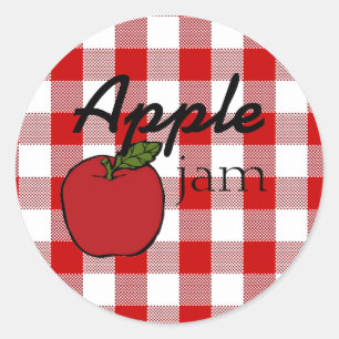 Red Gingham Apple Jam Runder Aufkleber