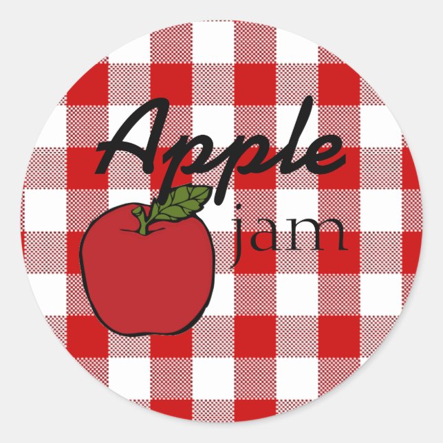Red Gingham Apple Jam Runder Aufkleber (Vorderseite)