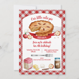 Red Gingham Apple Süsse Pie Birthday Party Einladung