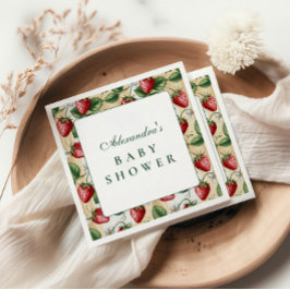 Red Gingham Berry Baby Shower Serviette