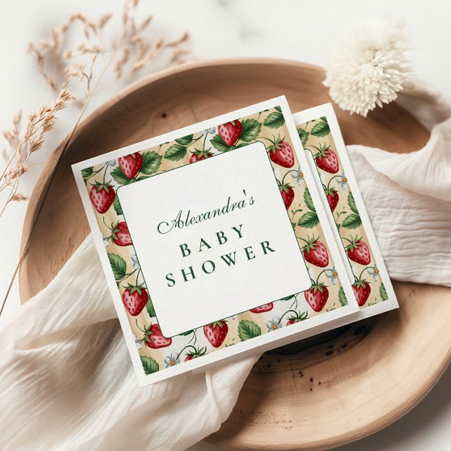 Red Gingham Berry Baby Shower Serviette (Von Creator hochgeladen)