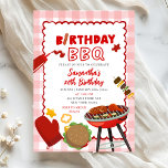 Red Gingham Birthday BBQ invitation Einladung<br><div class="desc">Red Gingham Birthday BBQ invitation,  Summer Outdoor Grill Birthday Invite,  Editable Barbecue Grill Birthday Invite</div>
