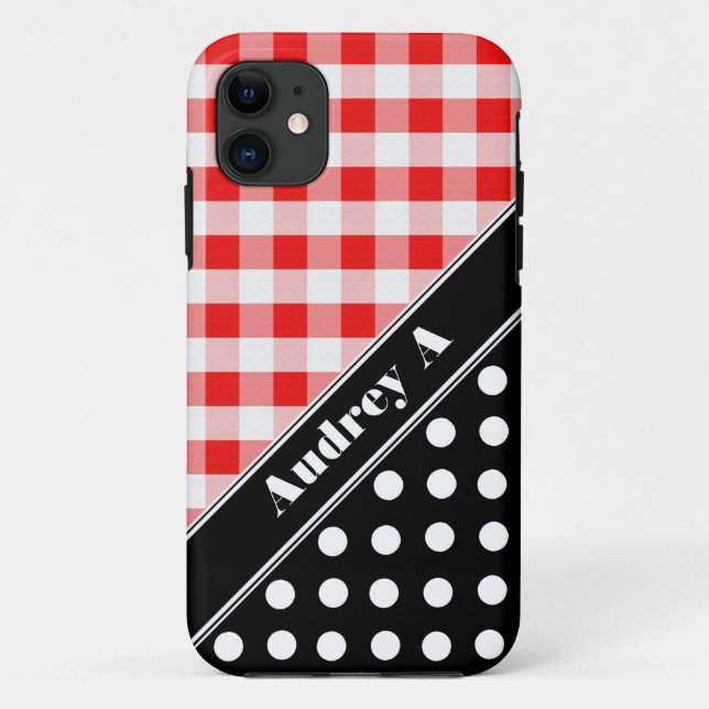 Red Gingham Black Polka Dot iPhone 5 Fall Case-Mate iPhone Hülle (Rückseite)