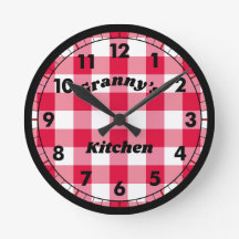 Red Gingham Black Retro Name