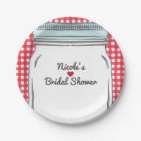 Red Gingham & Blue Mason Jar Rustic Country Party