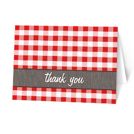 Red Gingham Brown Leinwand Danke Card