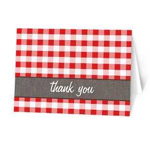 Red Gingham Brown Leinwand Danke Card