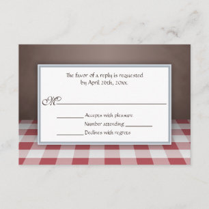 Red Gingham Brown UAWG Reply Cards RSVP Karte