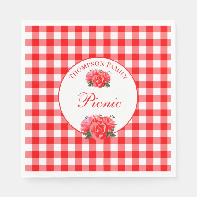 Red Gingham Buffalo Karo Picnic Paper Napkin Serviette (Vorderseite)