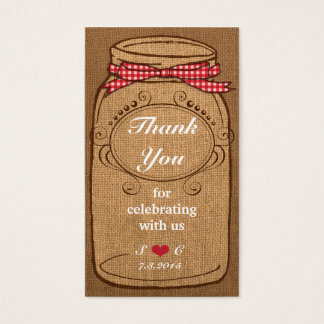 Red Gingham & Burlap Mason Jar Gevor Tags