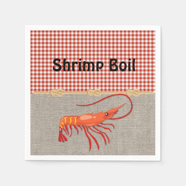Red Gingham Burlap Rope Shrimp Boil Serviette (Vorderseite)