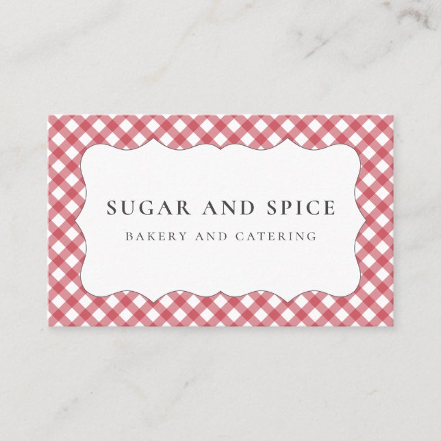 Red Gingham Business Card Visitenkarte (Vorderseite)