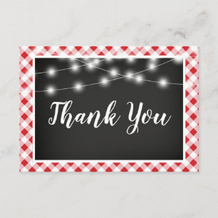 Red Gingham Chalkboard Lights Dusche Danke