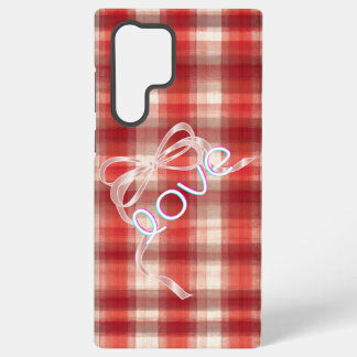 Red Gingham Check Love Ribbon Phone Case Samsung Galaxy Hülle