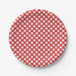Red Gingham Checkered GRILLEN Party Pappteller