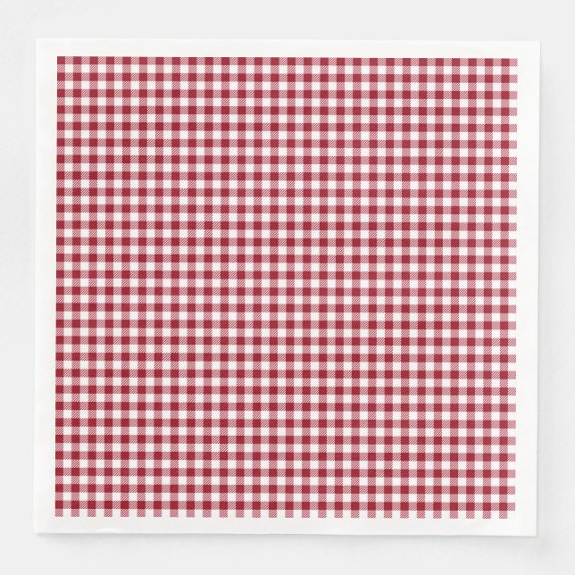 Red Gingham Checkered Kariertes Muster Serviette (Vorderseite)