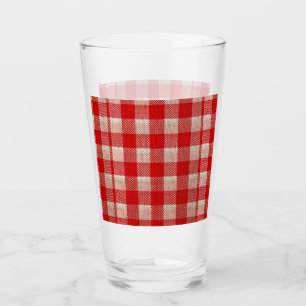 Red Gingham Checkered Pattern Burlap Look Glas