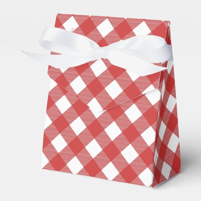 Red Gingham Checkered Pattern Gevor Box Geschenkschachtel (Vorderseite)
