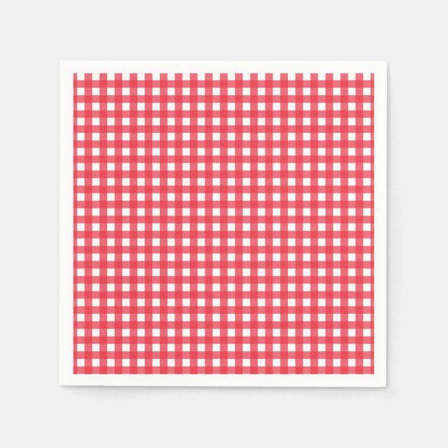 Red Gingham Checkered Rustic Country Picnic Party Serviette (Vorderseite)