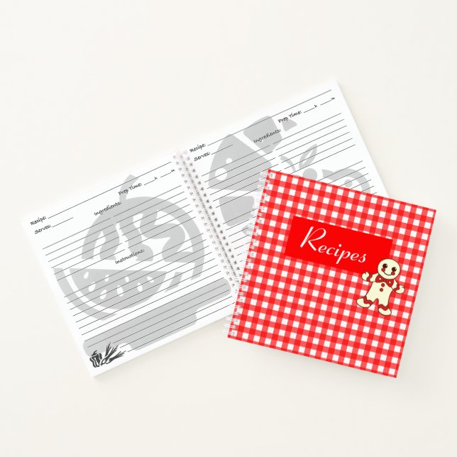 Red Gingham Cookie Rezept Binder Notizbuch (Innenseite)