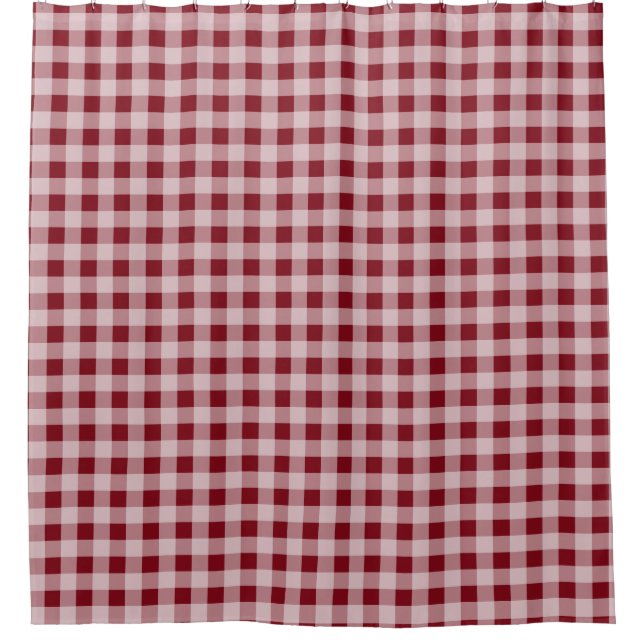 Red Gingham Country Rustikales Badezimmer Dusche V Duschvorhang (Vorderseite)